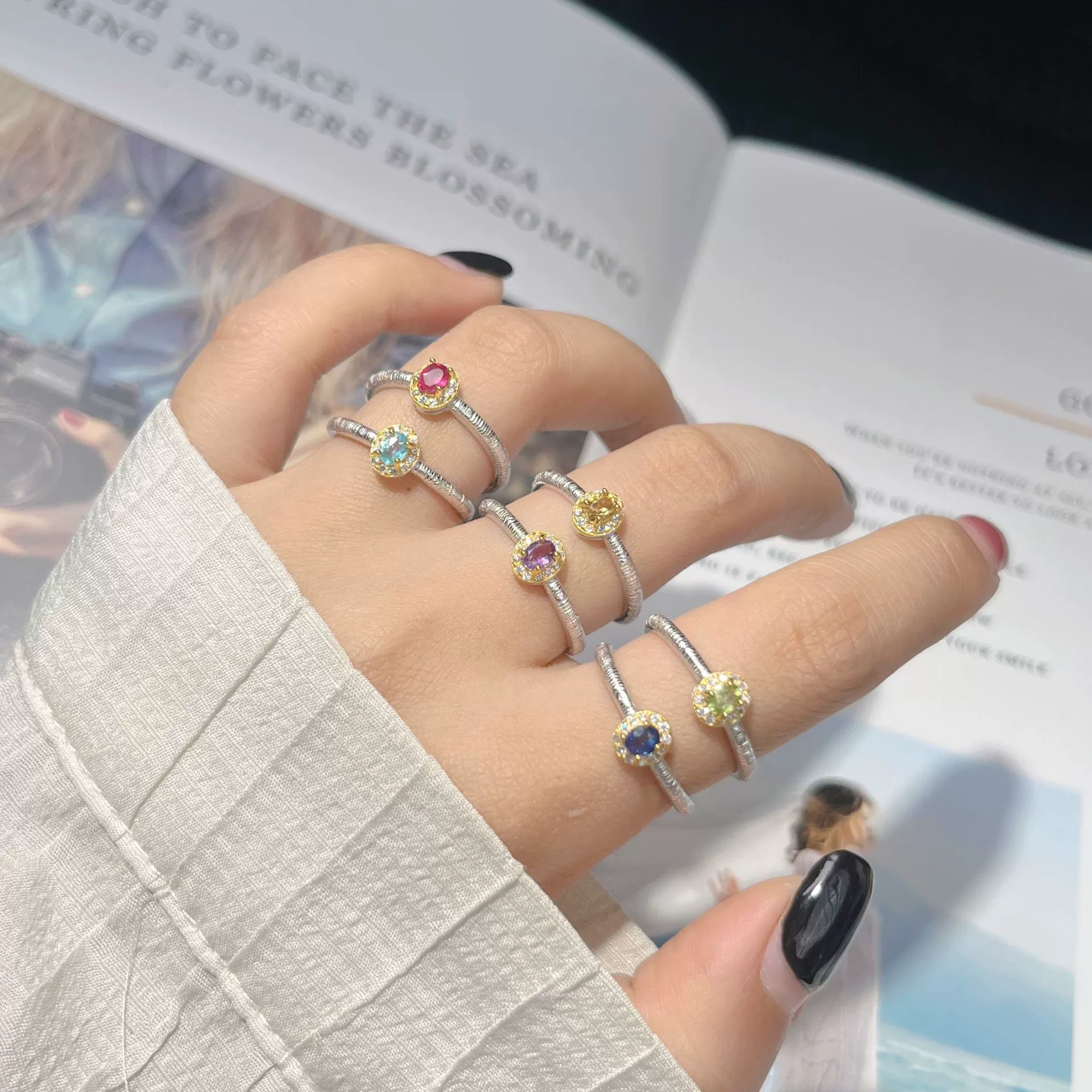 Wholesale Women's Jewelry S925 Sterling Silver Crystal Ring With Crown And Wave Pattern Set With Gemstones - Image 2