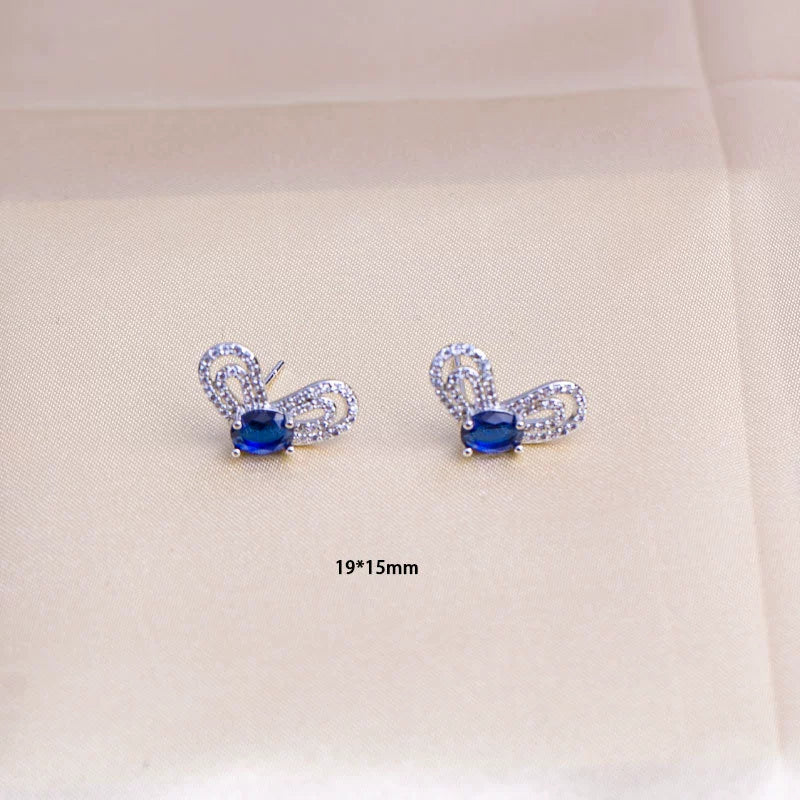 Wholesale Women's Jewelry Set Titanium Steel Flower Shaped With Sea Blue Gemstone Inlaid And Electroplating - Image 12