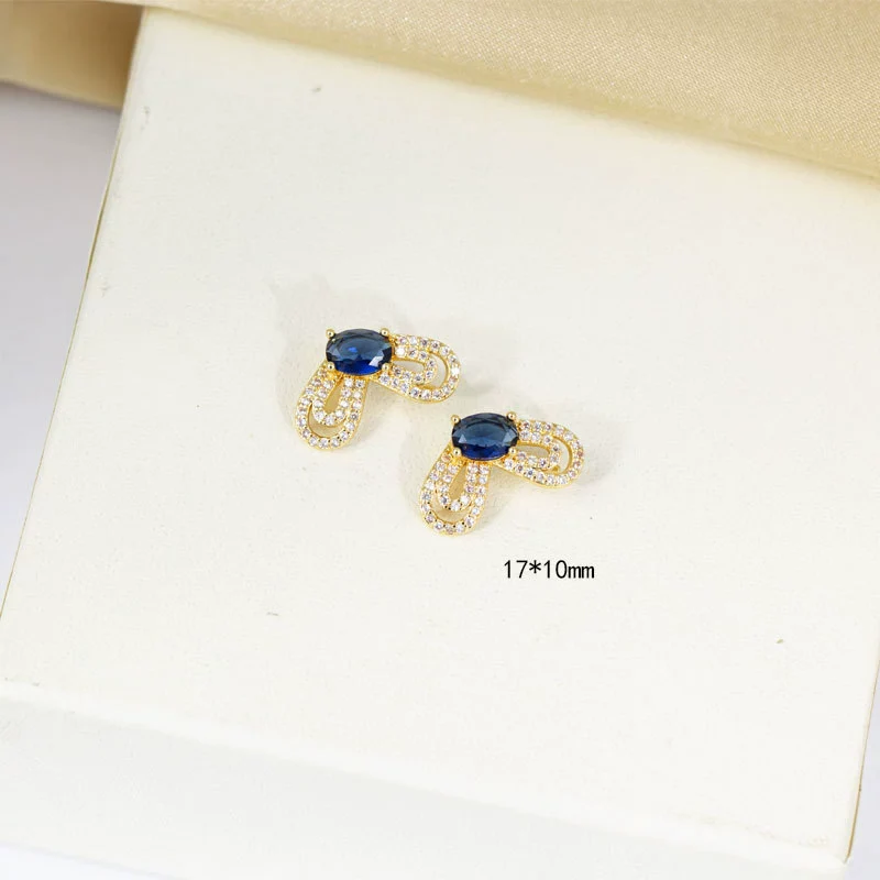 Wholesale Women's Jewelry Set Titanium Steel Flower Shaped With Sea Blue Gemstone Inlaid And Electroplating - Image 8