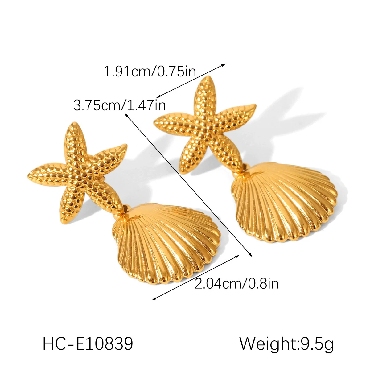 Wholesale Women's Jewelry Stainless Steel Shell Chain Electroplated Star Geometric Necklace Bracelet Earrings - Image 8