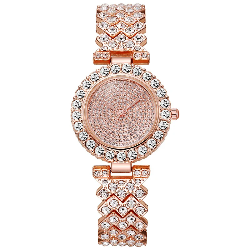 Wholesale Women's Leisure Alloy And Stainless Steel Round Dial Starry Diamond Quartz Bracelet Watch - Image 8