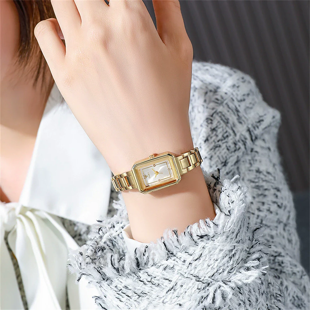 Wholesale Women's Leisure Quartz Watch Rectangle Alloy Case Stainless Steel Strap Waterproof - Image 4