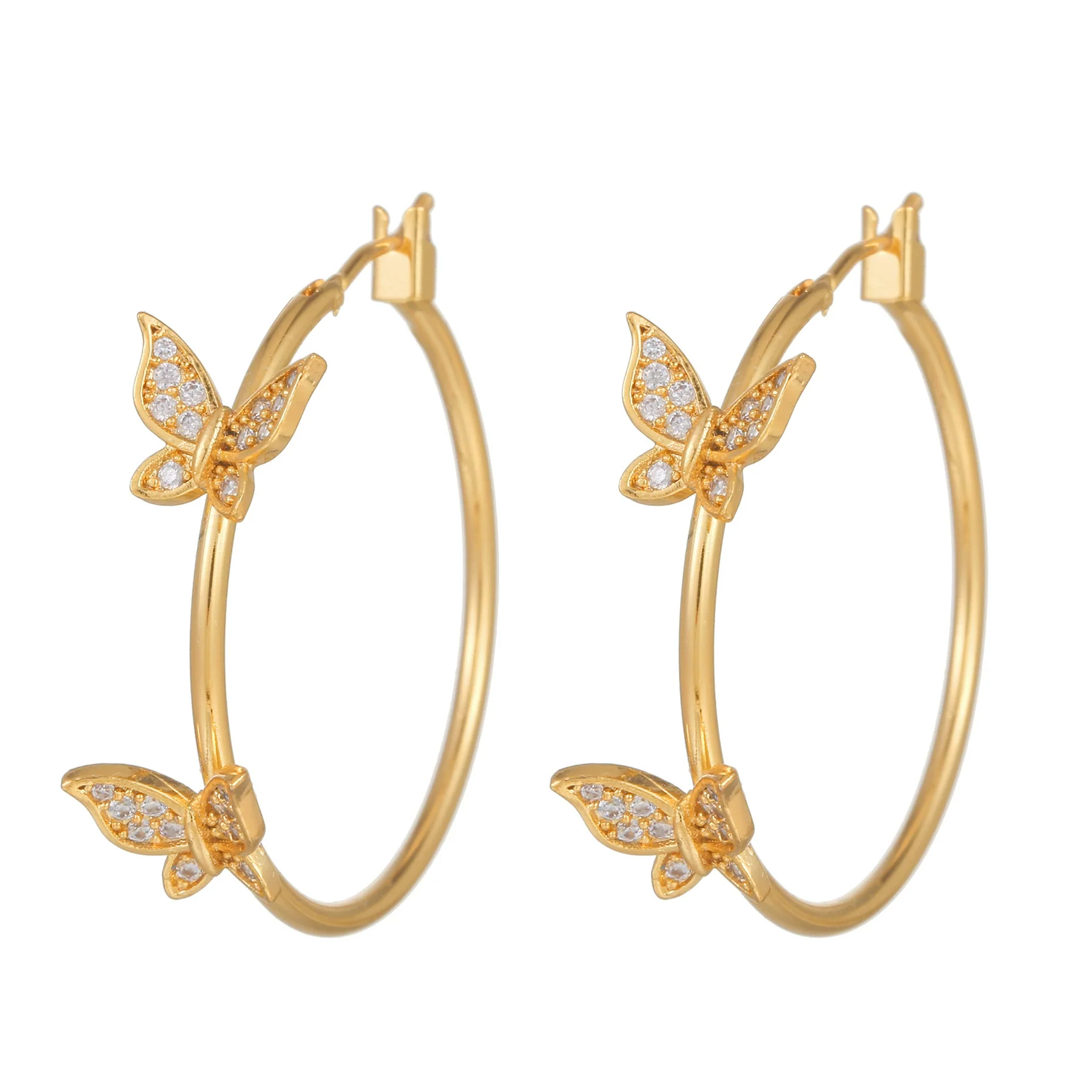 Wholesale Women's Light Luxury Copper Butterfly Earrings With Zircon - Image 5