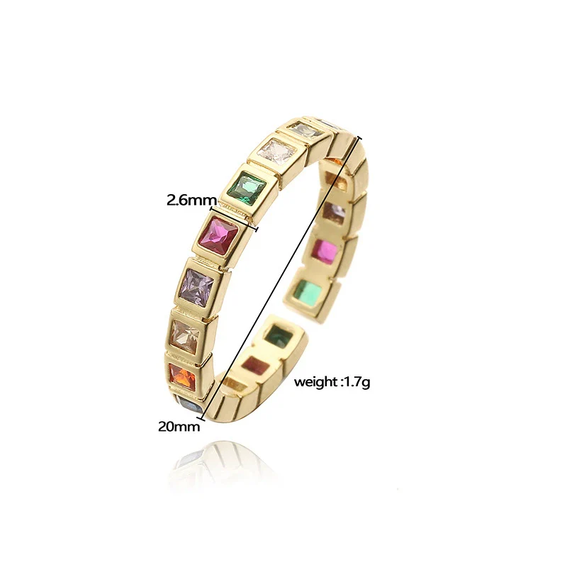 Wholesale Women's Light Luxury Copper Geometric Square And Circle Zirconia Ring - Image 3