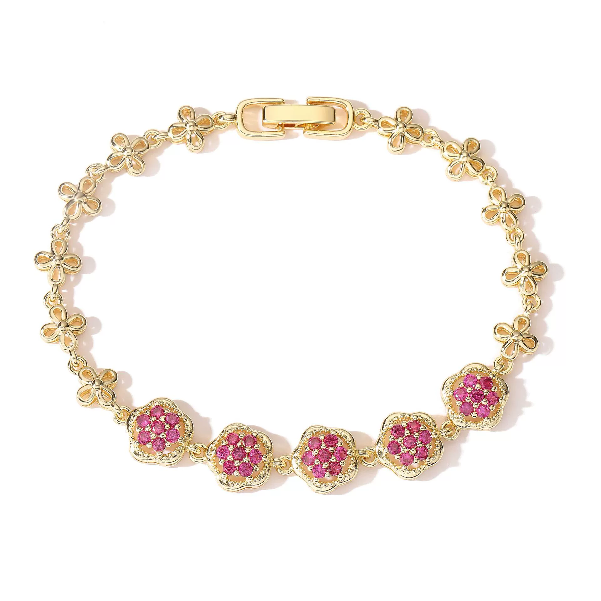 Wholesale Women's Light Luxury Copper Inlaid Colored Diamond Water Drop Petal Fruit Flower Patterned Zirconia Hand Jewelry Bracelet - Image 10