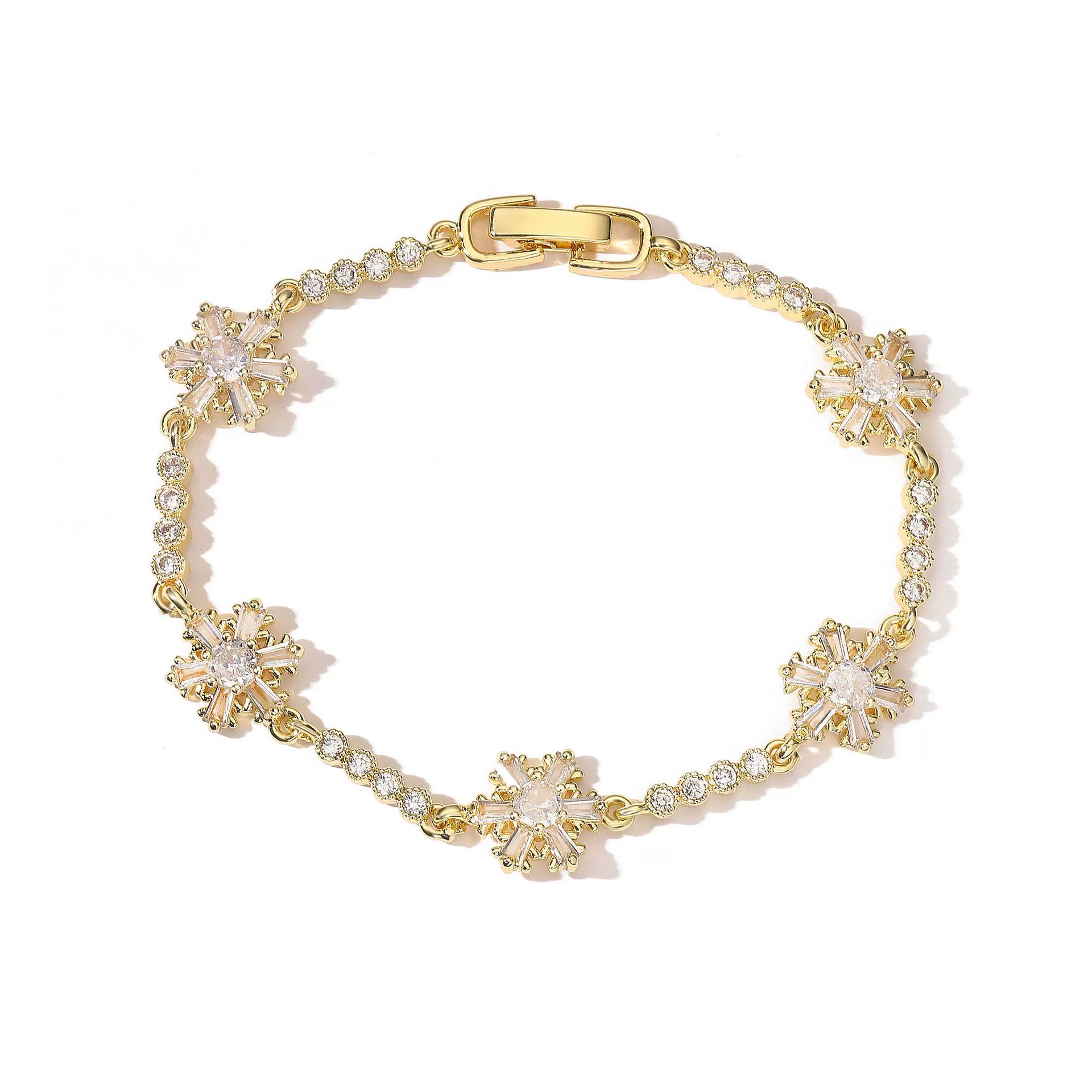 Wholesale Women's Light Luxury Copper Inlaid Colored Diamond Water Drop Petal Fruit Flower Patterned Zirconia Hand Jewelry Bracelet - Image 6
