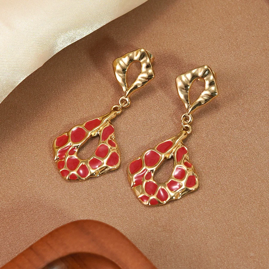 Wholesale Women's Light Luxury Dripping Oil Geometric Stainless Steel Earrings - Image 6