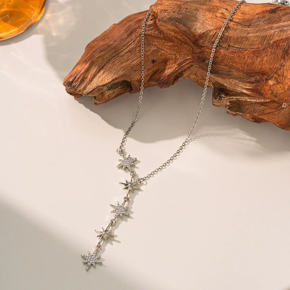 Wholesale Women's Light Luxury Electroplated Copper Eightpointed Star Pendant Necklace With O Word Chain - Image 6