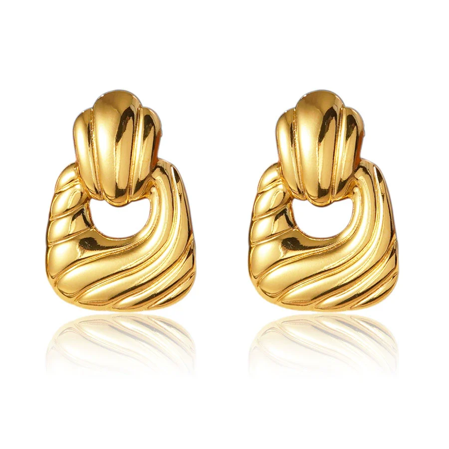 Wholesale Women's Light Luxury Electroplated Hydraulic Stainless Steel Irregular Geometric Earrings - Image 5