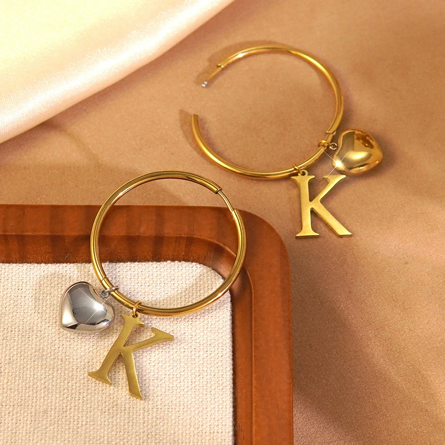 Wholesale Women's Light Luxury Electroplated Stainless Steel Letter Number Text Love Earrings Jewelry - Image 3
