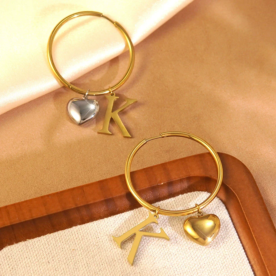 Wholesale Women's Light Luxury Electroplated Stainless Steel Letter Number Text Love Earrings Jewelry - Image 4