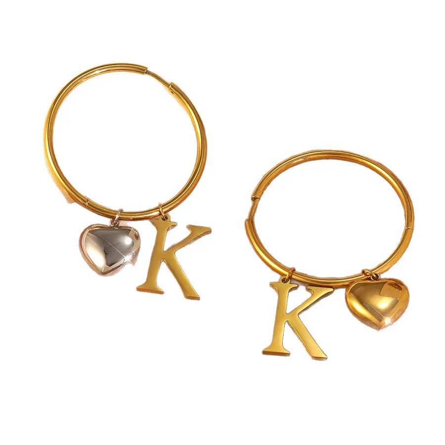 Wholesale Women's Light Luxury Electroplated Stainless Steel Letter Number Text Love Earrings Jewelry - Image 5