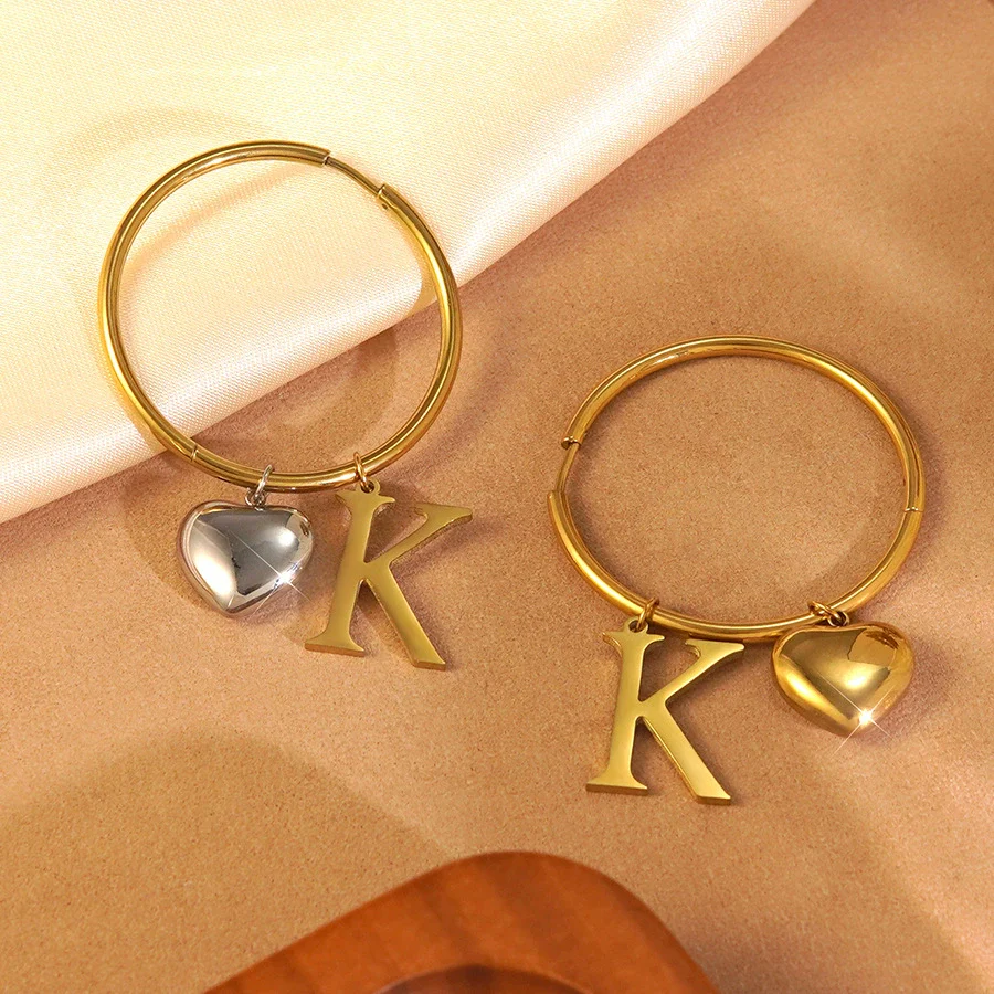 Wholesale Women's Light Luxury Electroplated Stainless Steel Letter Number Text Love Earrings Jewelry - Image 6