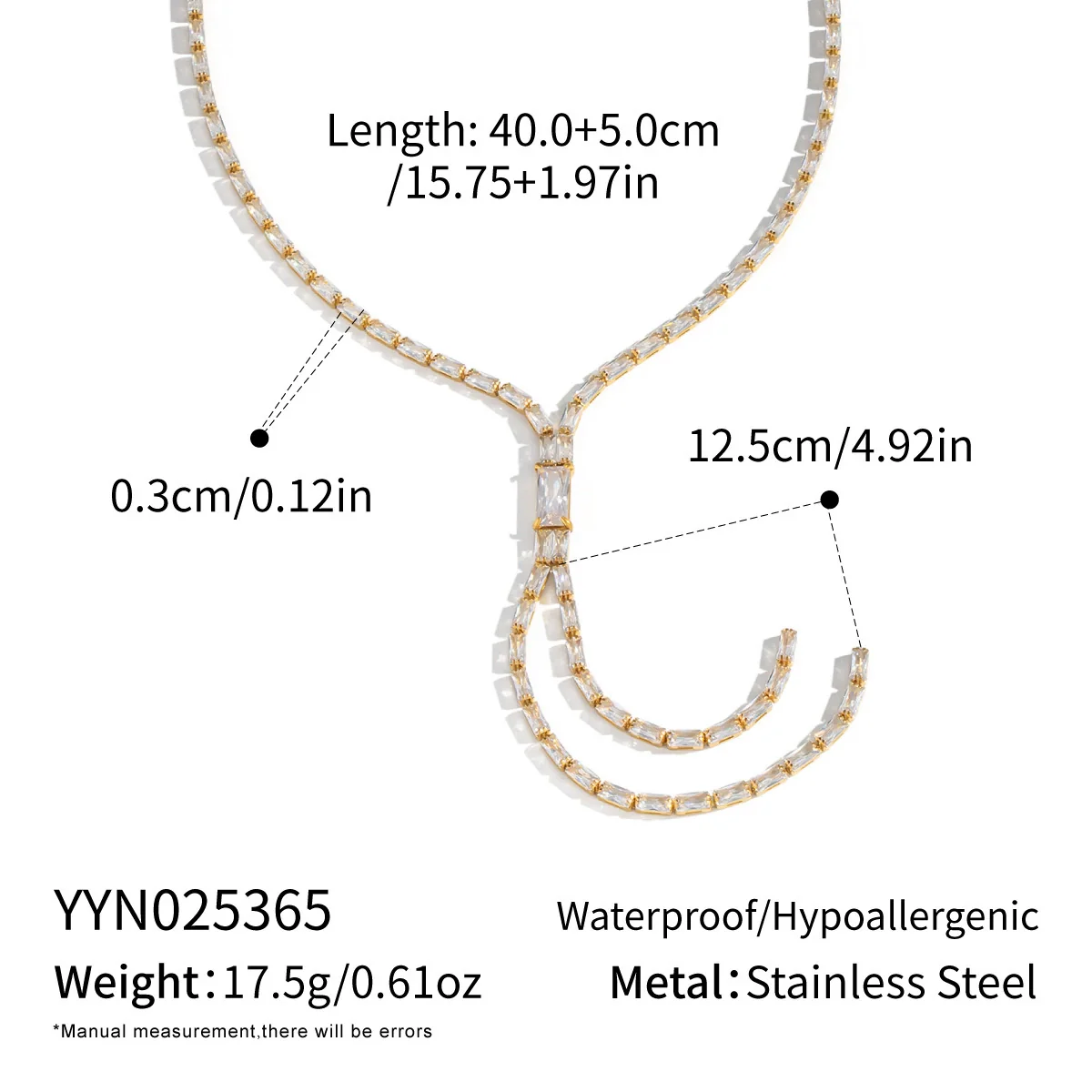 Wholesale Women's Light Luxury Geometric 18K Real Gold Plated Bamboo Handmade Inlaid Zircon Tassel Necklace Sweater Chain - Image 6