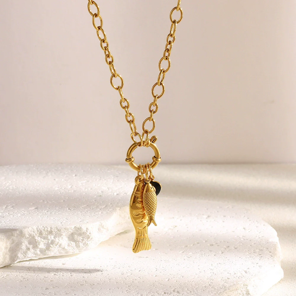Wholesale Women's Light Luxury Geometric Animal Zodiac Stainless Steel Electroplated O Word Chain Necklace With Fish Spring Buckle - Image 4