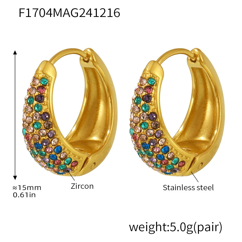 Wholesale Women's Light Luxury Geometric Circle Earrings Stainless Steel 18K Gold Plated - Image 11