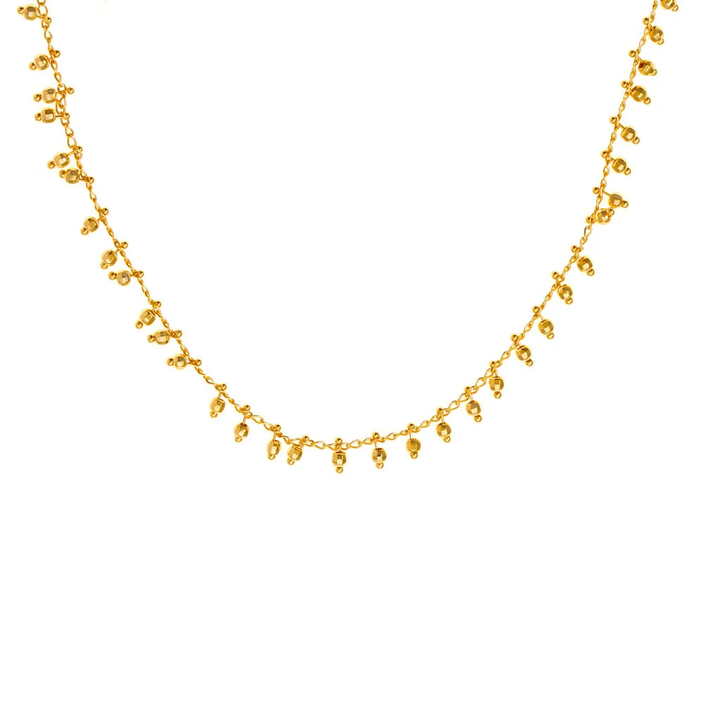 Wholesale Women's Light Luxury Geometric Copper And Titanium Steel Plated 18K Gold Round Ball Stitching Gourd Tassel Pendant Necklace - Image 5