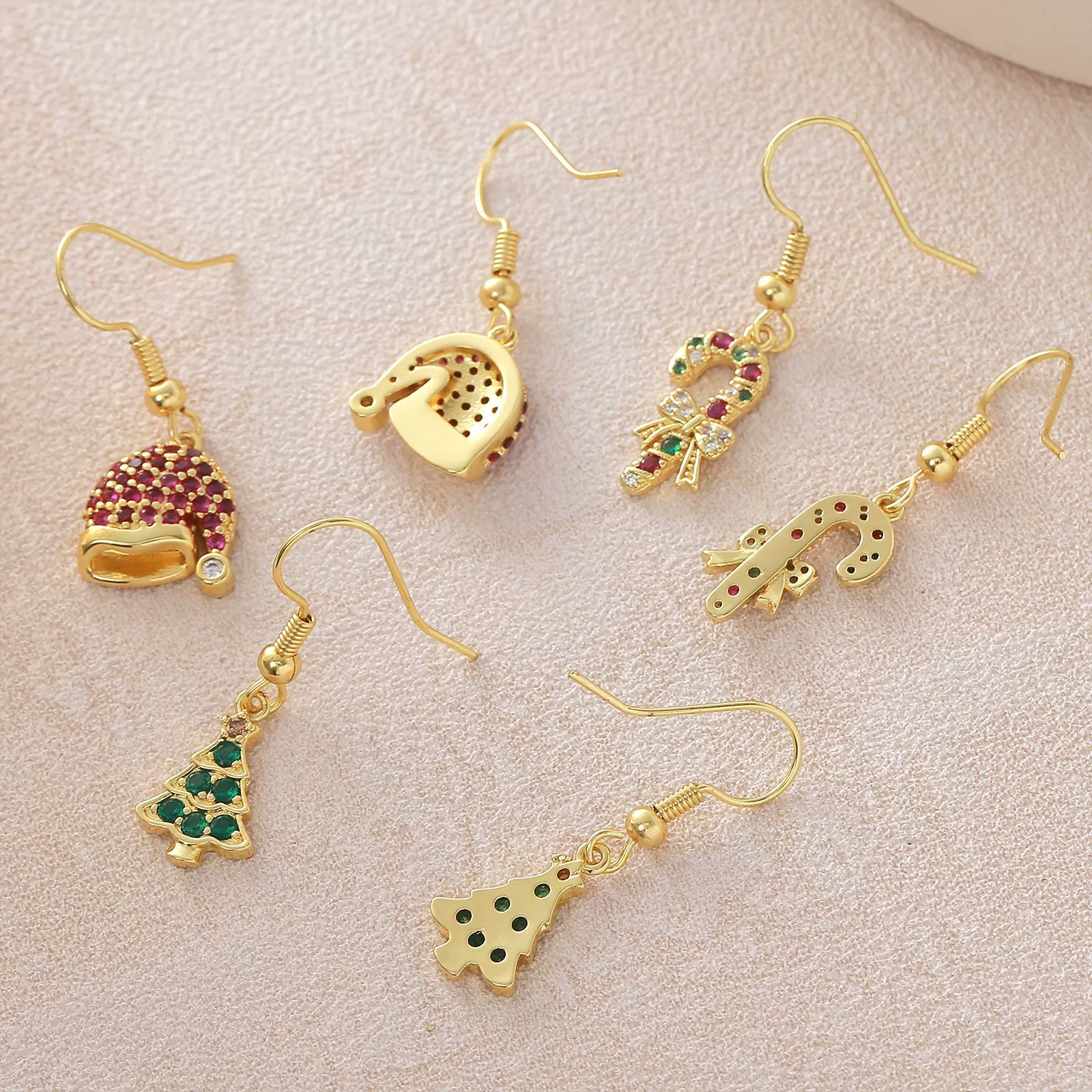 Wholesale Women's Light Luxury Geometric Copper Electroplated Earrings Inlaid With Colored Zirconium - Image 3