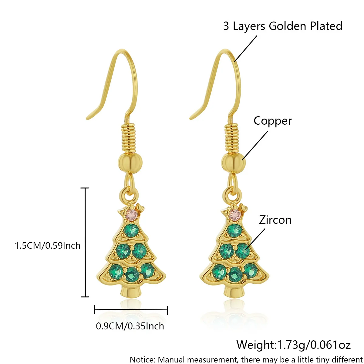 Wholesale Women's Light Luxury Geometric Copper Electroplated Earrings Inlaid With Colored Zirconium - Image 8