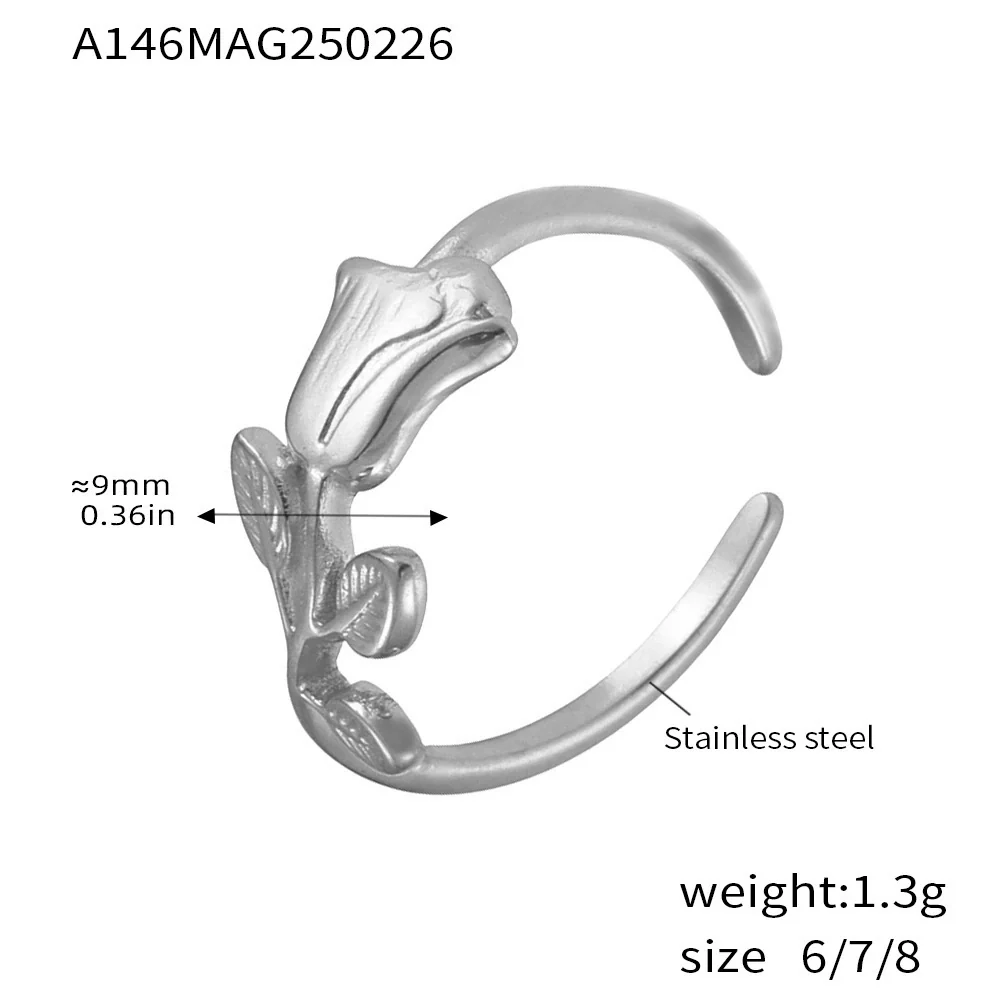 Wholesale Women's Light Luxury Geometric Ferris Wheel Irregular Split Ring Combination Stainless Steel Titanium Steel Pvd Plated 18K Gold Color Preservation Ring - Image 11