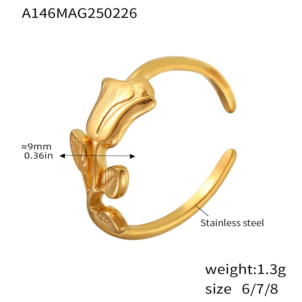 Wholesale Women's Light Luxury Geometric Ferris Wheel Irregular Split Ring Combination Stainless Steel Titanium Steel Pvd Plated 18K Gold Color Preservation Ring - Image 12