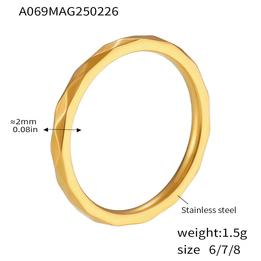 Wholesale Women's Light Luxury Geometric Ferris Wheel Irregular Split Ring Combination Stainless Steel Titanium Steel Pvd Plated 18K Gold Color Preservation Ring - Image 15