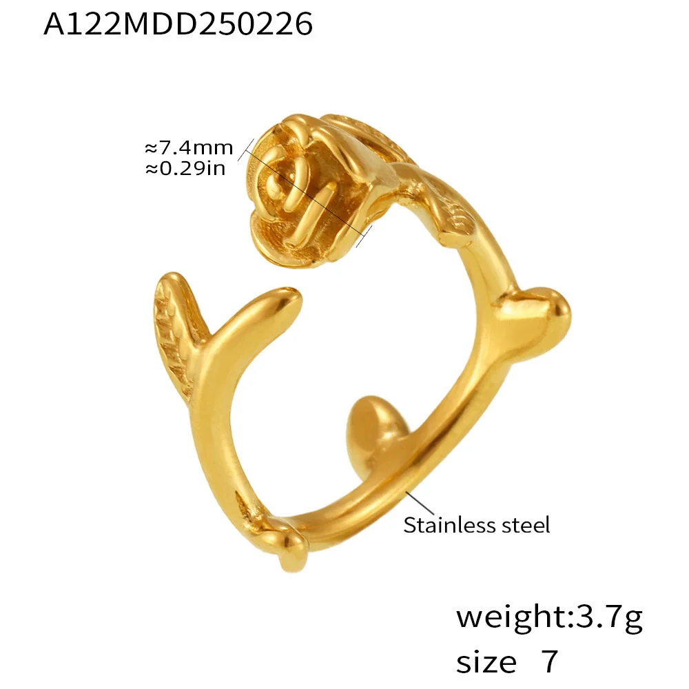 Wholesale Women's Light Luxury Geometric Ferris Wheel Irregular Split Ring Combination Stainless Steel Titanium Steel Pvd Plated 18K Gold Color Preservation Ring - Image 17