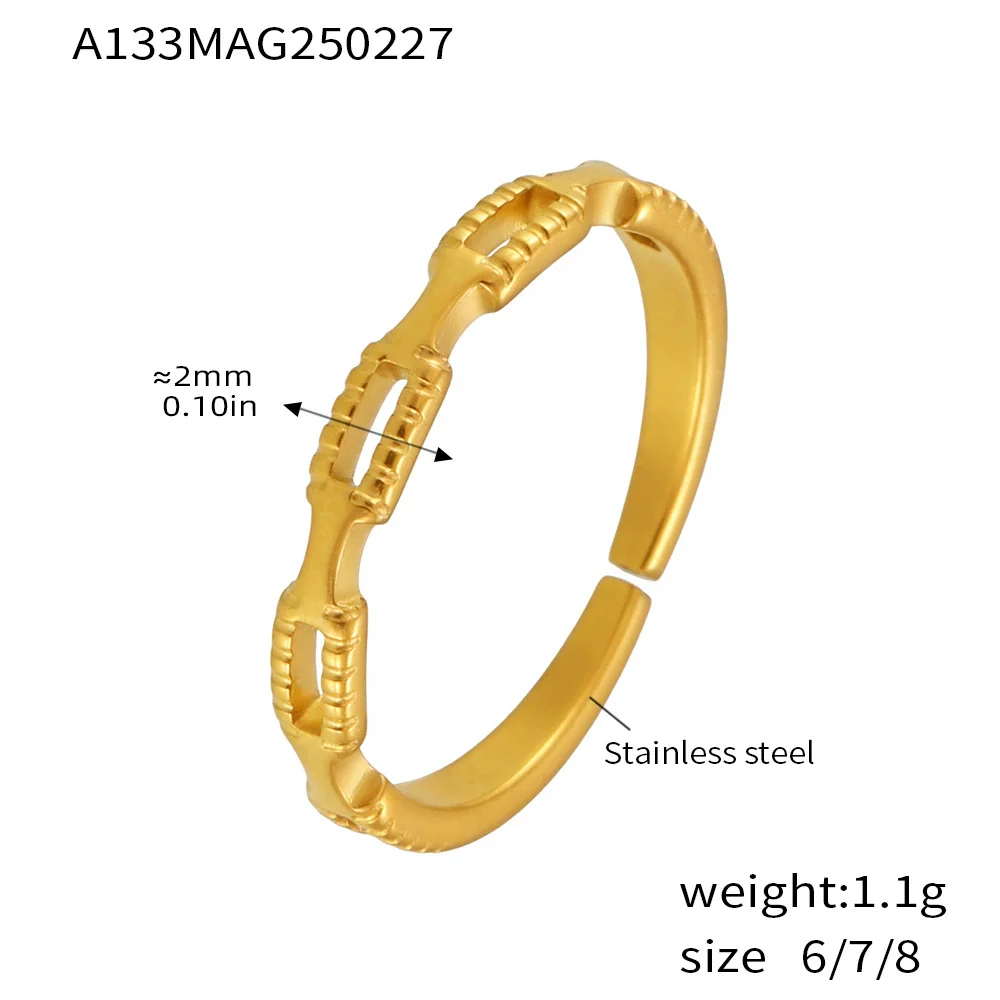 Wholesale Women's Light Luxury Geometric Ferris Wheel Irregular Split Ring Combination Stainless Steel Titanium Steel Pvd Plated 18K Gold Color Preservation Ring - Image 18