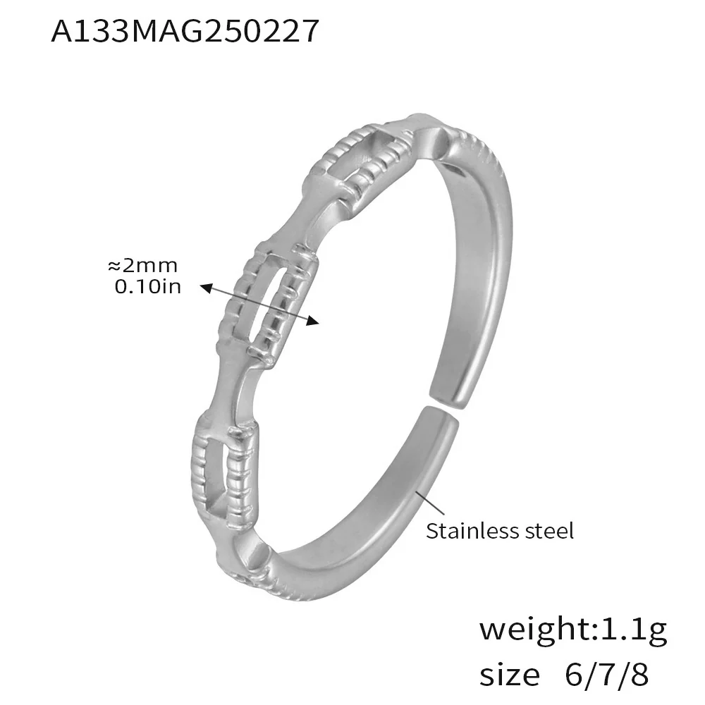 Wholesale Women's Light Luxury Geometric Ferris Wheel Irregular Split Ring Combination Stainless Steel Titanium Steel Pvd Plated 18K Gold Color Preservation Ring - Image 19