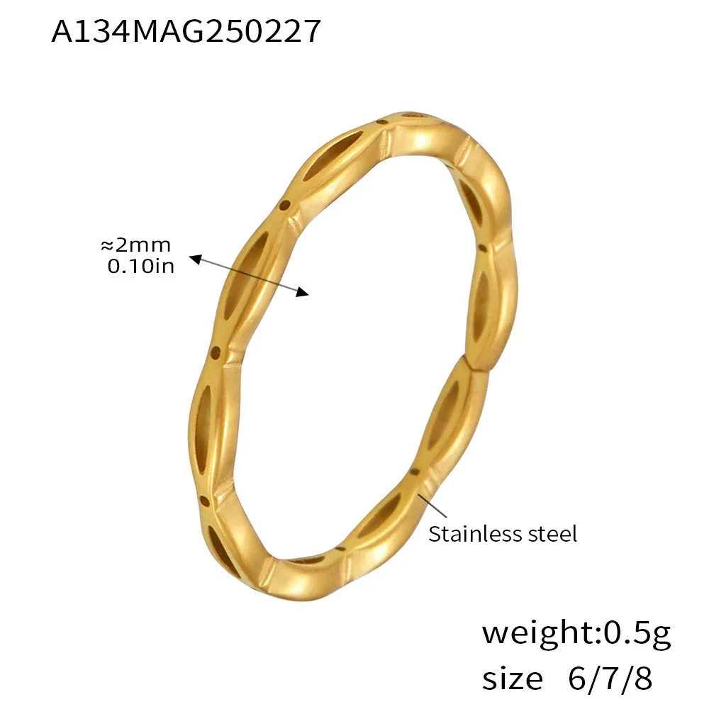 Wholesale Women's Light Luxury Geometric Ferris Wheel Irregular Split Ring Combination Stainless Steel Titanium Steel Pvd Plated 18K Gold Color Preservation Ring - Image 20