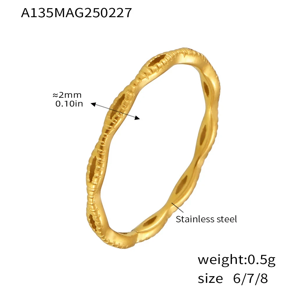 Wholesale Women's Light Luxury Geometric Ferris Wheel Irregular Split Ring Combination Stainless Steel Titanium Steel Pvd Plated 18K Gold Color Preservation Ring - Image 22