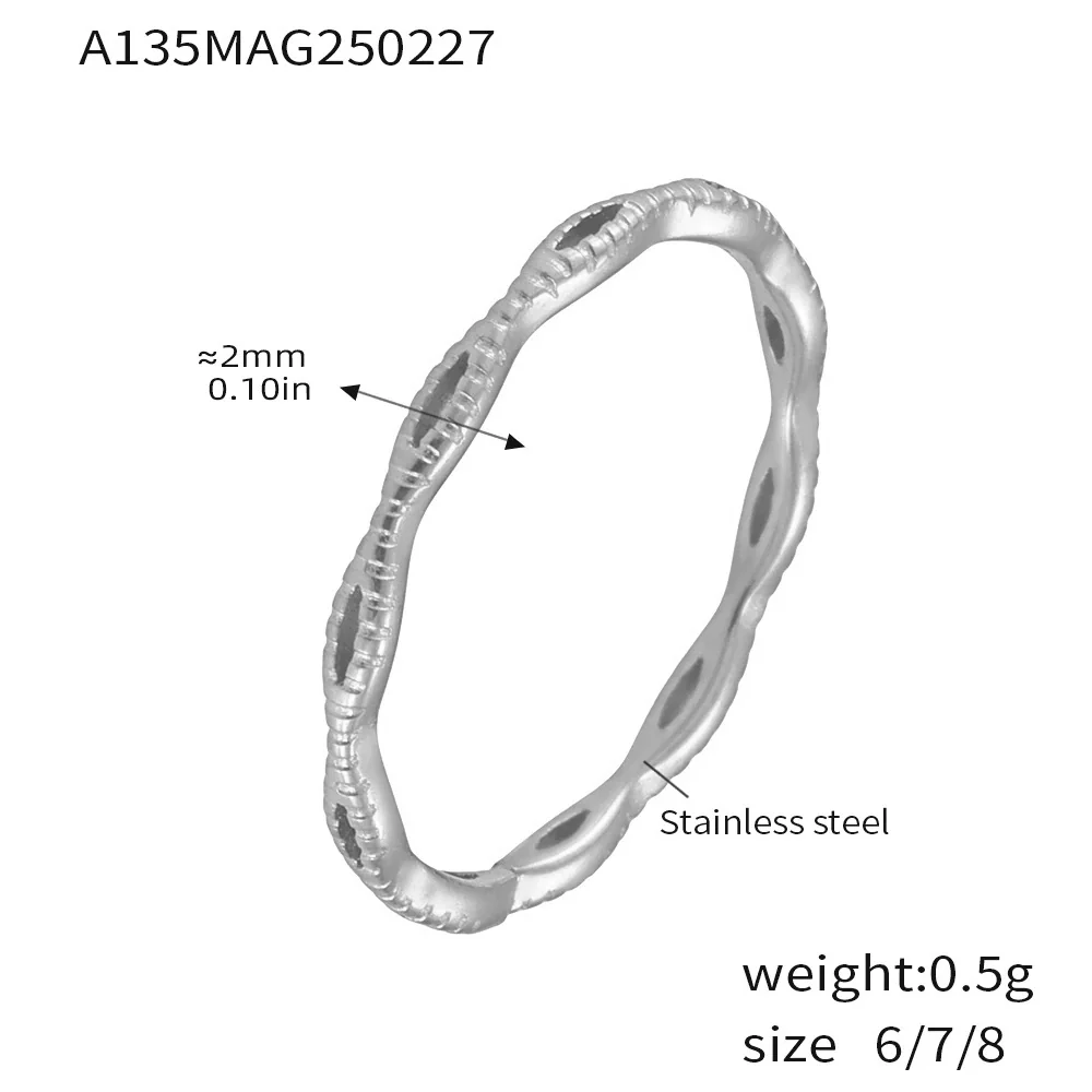 Wholesale Women's Light Luxury Geometric Ferris Wheel Irregular Split Ring Combination Stainless Steel Titanium Steel Pvd Plated 18K Gold Color Preservation Ring - Image 23