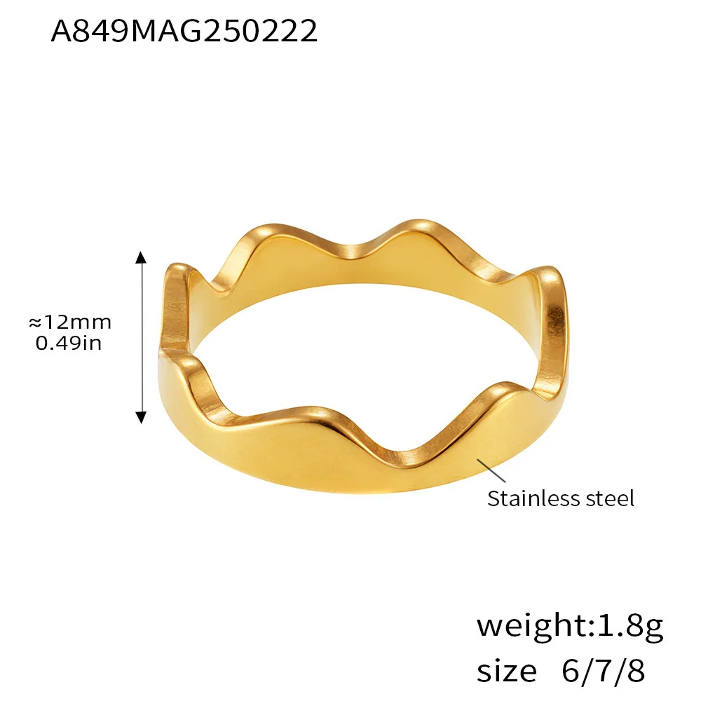 Wholesale Women's Light Luxury Geometric Ferris Wheel Irregular Split Ring Combination Stainless Steel Titanium Steel Pvd Plated 18K Gold Color Preservation Ring - Image 6