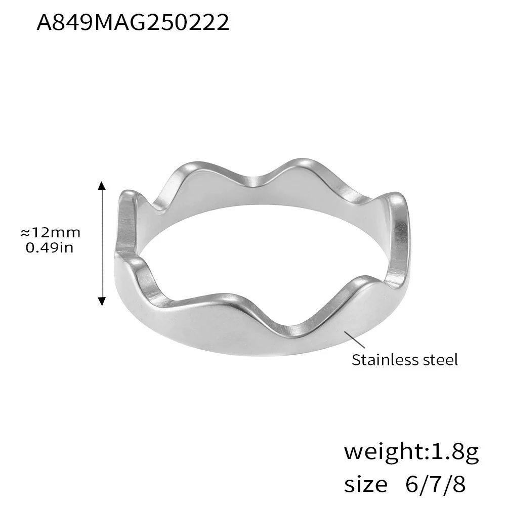 Wholesale Women's Light Luxury Geometric Ferris Wheel Irregular Split Ring Combination Stainless Steel Titanium Steel Pvd Plated 18K Gold Color Preservation Ring - Image 7