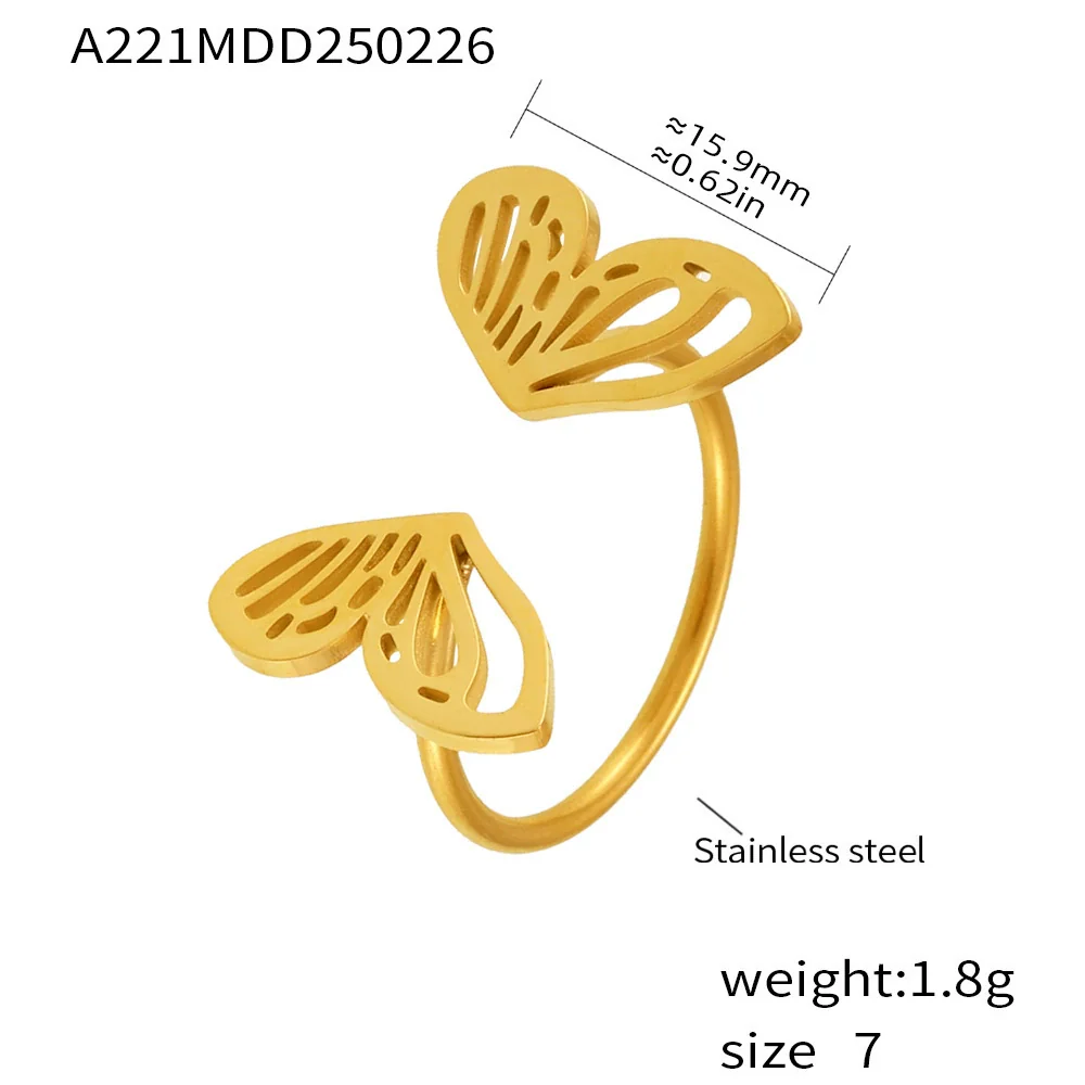 Wholesale Women's Light Luxury Geometric Ferris Wheel Irregular Split Ring Combination Stainless Steel Titanium Steel Pvd Plated 18K Gold Color Preservation Ring - Image 9