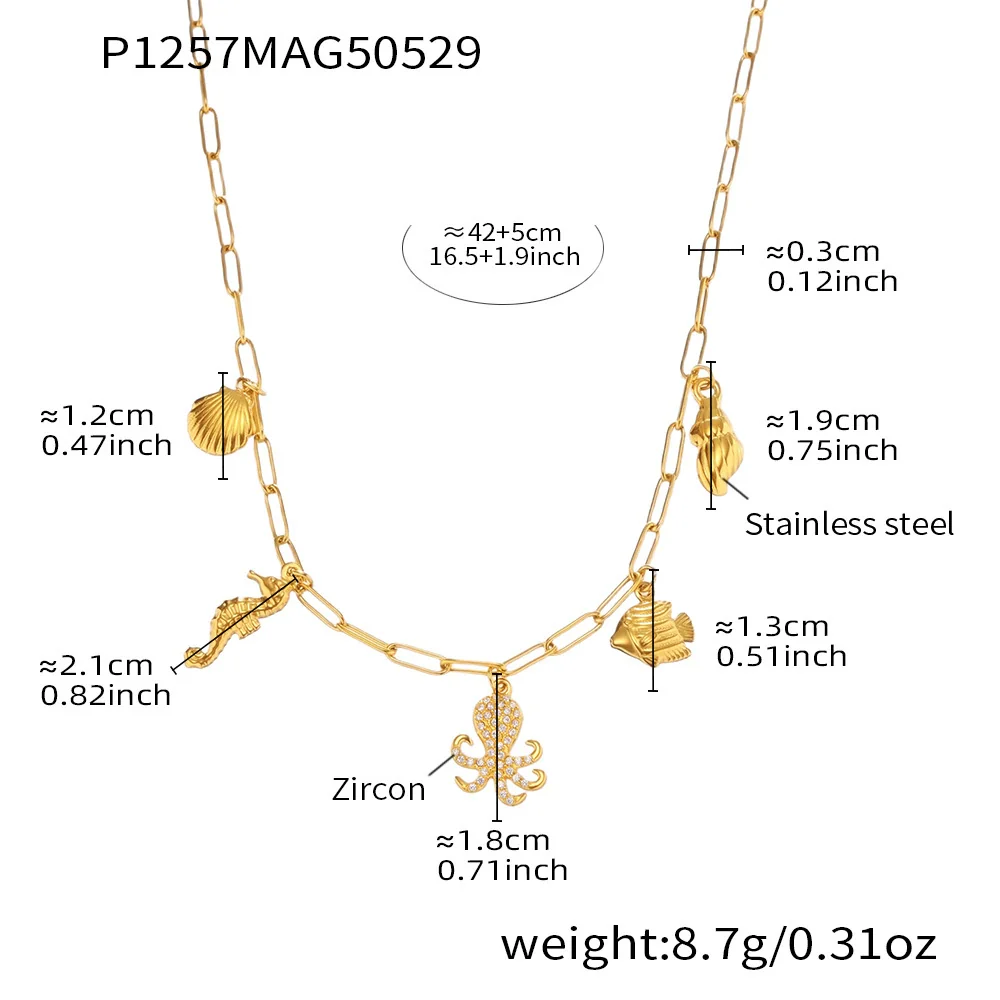 Wholesale Women's Light Luxury Geometric Ferris Wheel Octopus Starfish Diy Necklace In Stainless Steel And Titanium Steel With Electroplating - Image 5