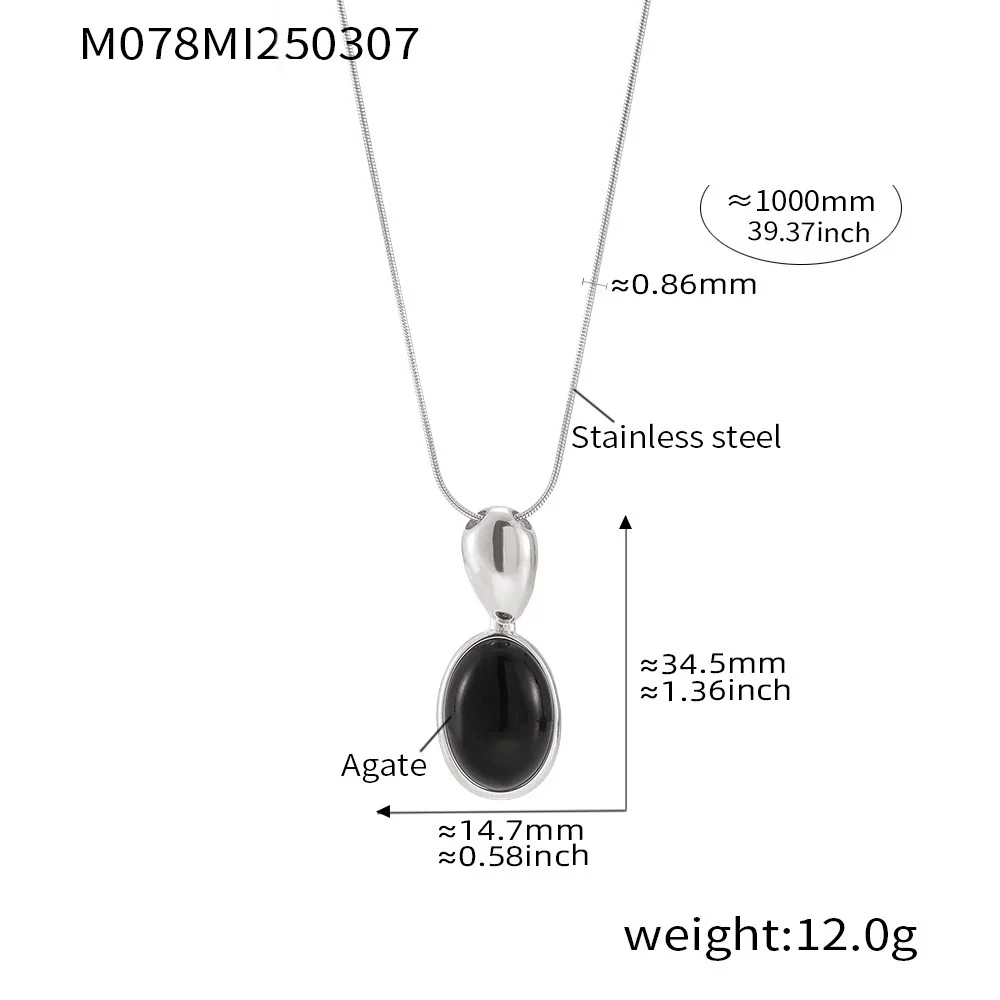 Wholesale Women's Light Luxury Geometric Ferris Wheel Oval Long Necklace In Stainless Steel And Tiger Eye Stone With Pvd Electroplating 18K Real Gold - Image 8