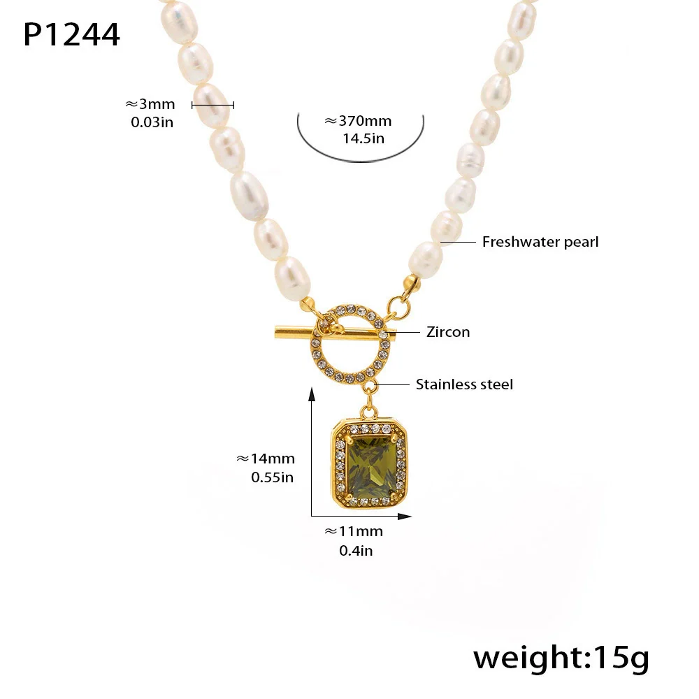 Wholesale Women's Light Luxury Geometric Ferris Wheel Pendant Necklace With Stainless Steel Freshwater Pearl Zircon And Electroplated Titanium Steel - Image 6
