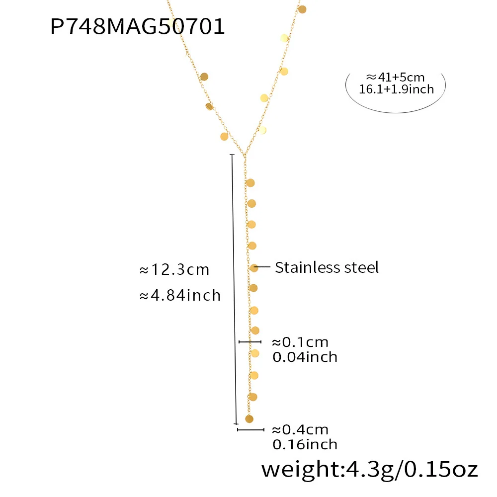 Wholesale Women's Light Luxury Geometric Ferris Wheel Sequin Pendant Tassel Long Yshaped Stainless Steel And Titanium Steel Electroplated Necklace - Image 6