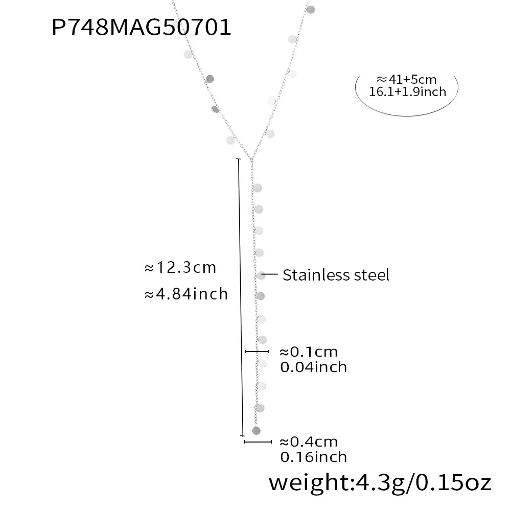 Wholesale Women's Light Luxury Geometric Ferris Wheel Sequin Pendant Tassel Long Yshaped Stainless Steel And Titanium Steel Electroplated Necklace - Image 7