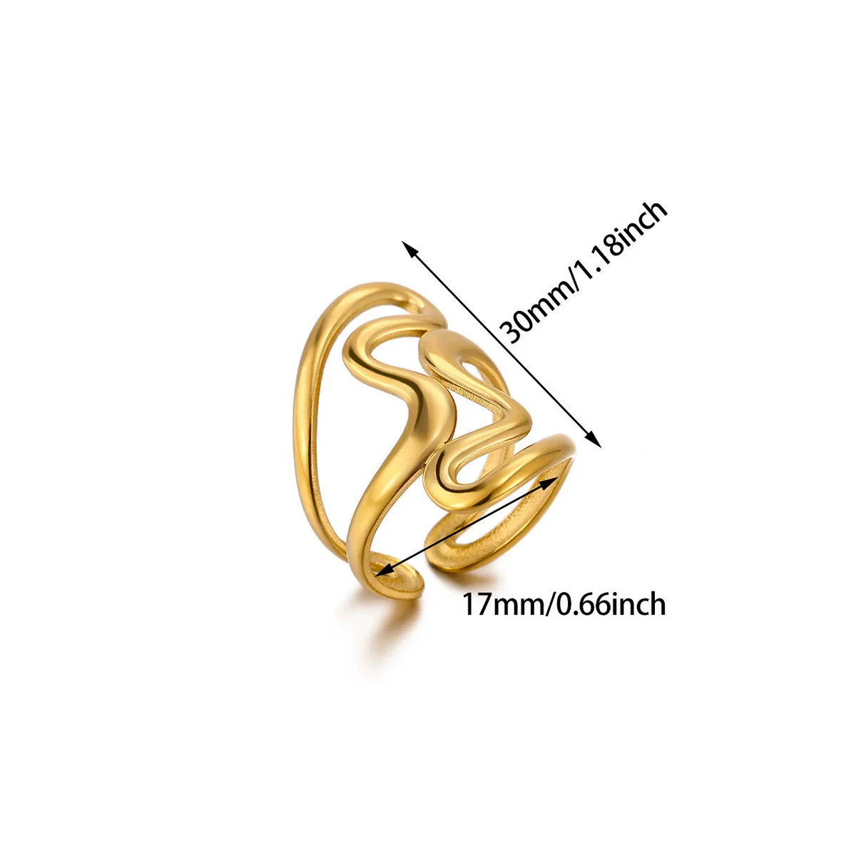 Wholesale Women's Light Luxury Geometric Fruit Inlaid With Gold Stainless Steel Titanium Steel Ring Accessories - Image 7