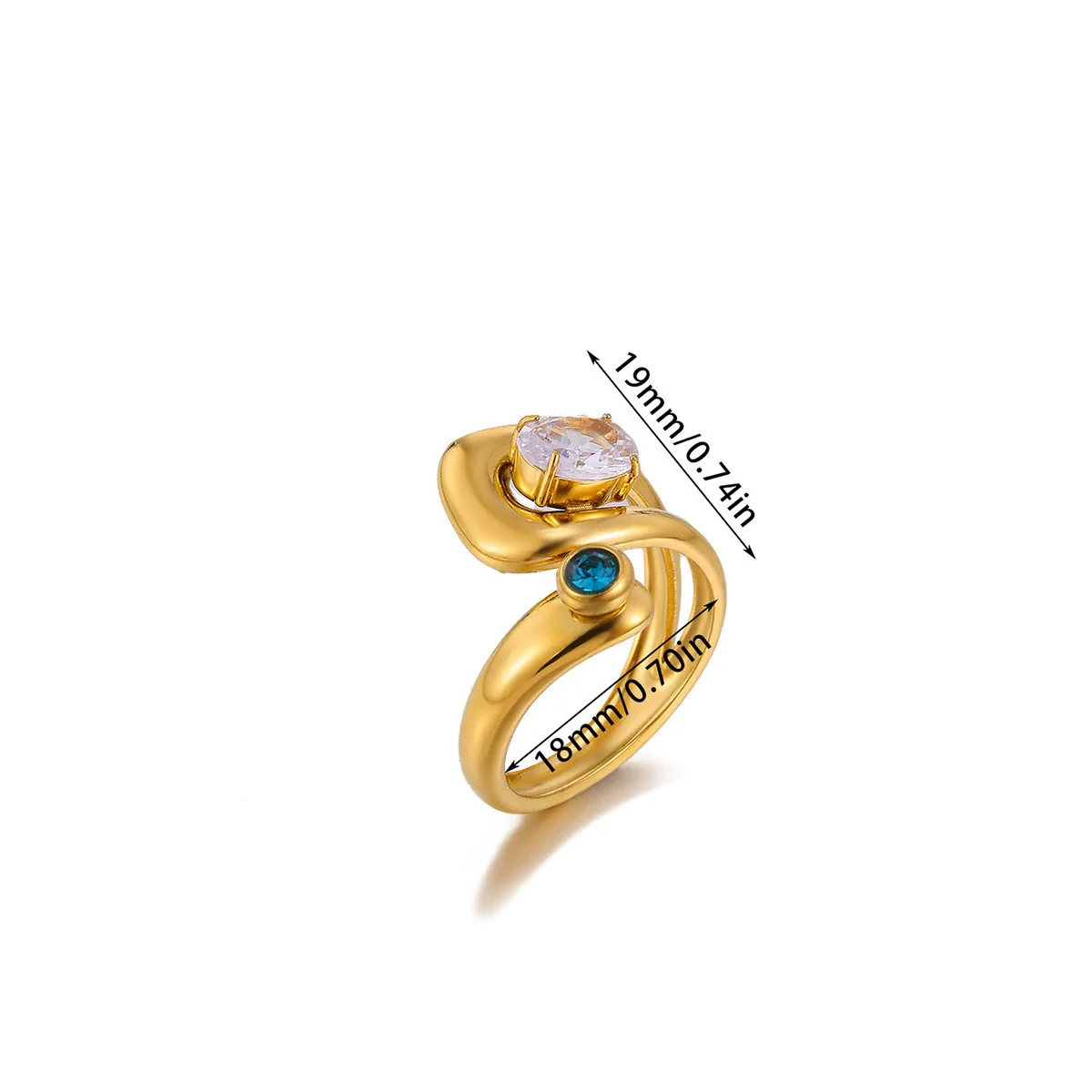 Wholesale Women's Light Luxury Geometric Fruit Pattern Inlaid With Gold Stainless Steel Goldplated Ring Accessories - Image 7