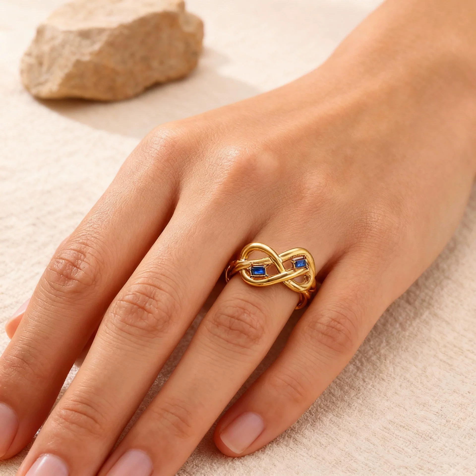 Wholesale Women's Light Luxury Geometric Fruitshaped Stainless Steel Ring Inlaid With Zircon And Gold