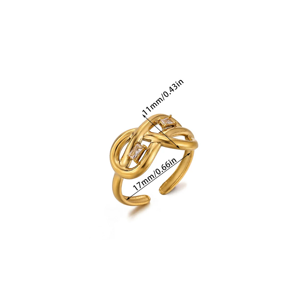 Wholesale Women's Light Luxury Geometric Fruitshaped Stainless Steel Ring Inlaid With Zircon And Gold - Image 5
