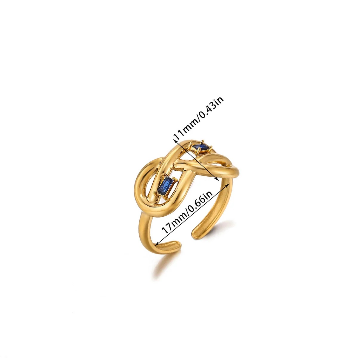 Wholesale Women's Light Luxury Geometric Fruitshaped Stainless Steel Ring Inlaid With Zircon And Gold - Image 6