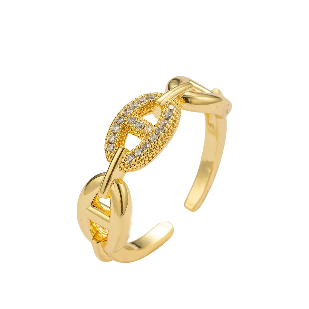 Wholesale Women's Light Luxury Geometric Gold Plated Copper Open Index Finger Ring With Electroplating Design - Image 5