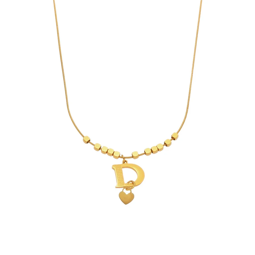 Wholesale Women's Light Luxury Geometric Letter D Pendant Necklace Made Of Titanium Steel And Stainless Steel With Electroplating - Image 5