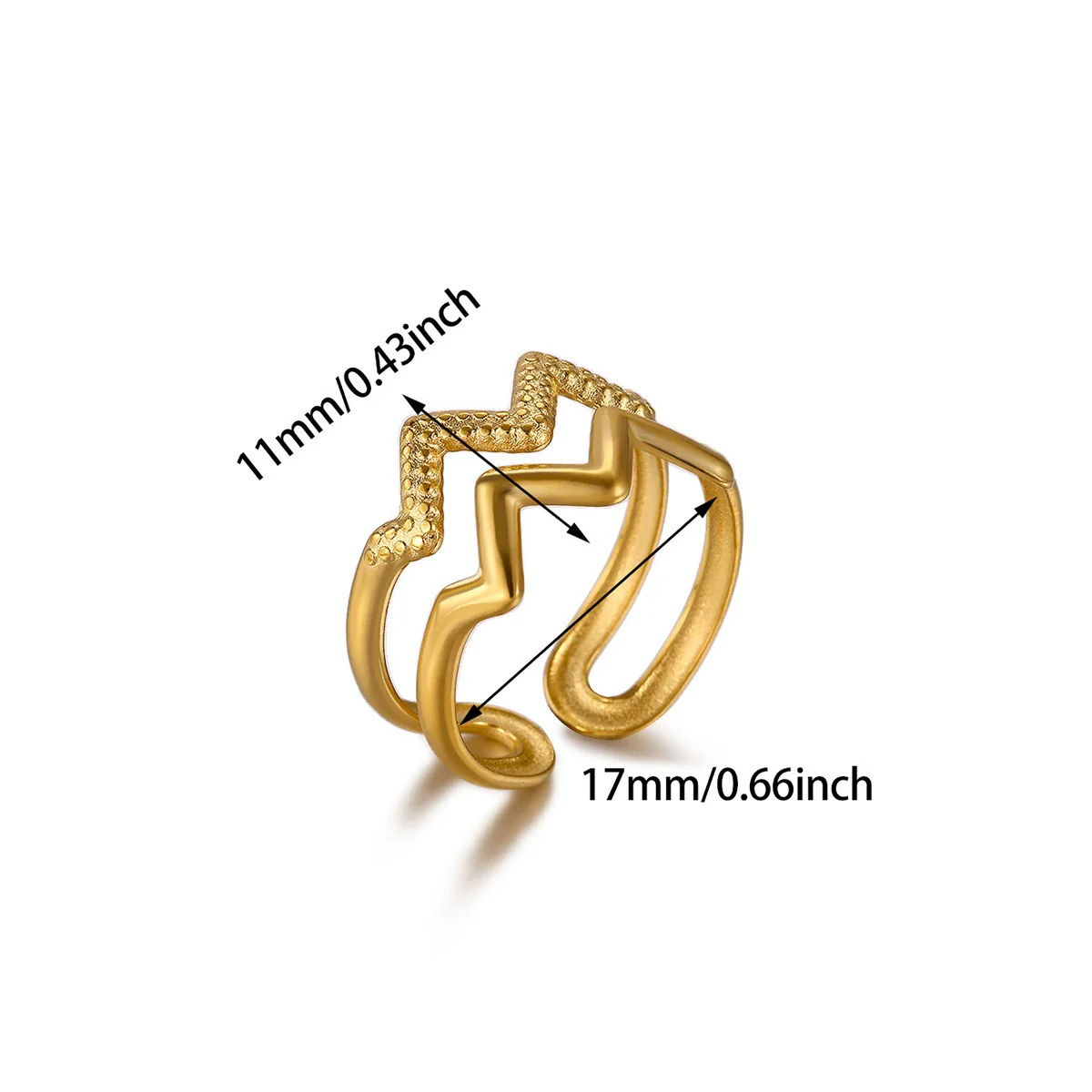 Wholesale Women's Light Luxury Geometric Snake Ring Inlaid With Gold Fruit Pattern Titanium Steel - Image 8