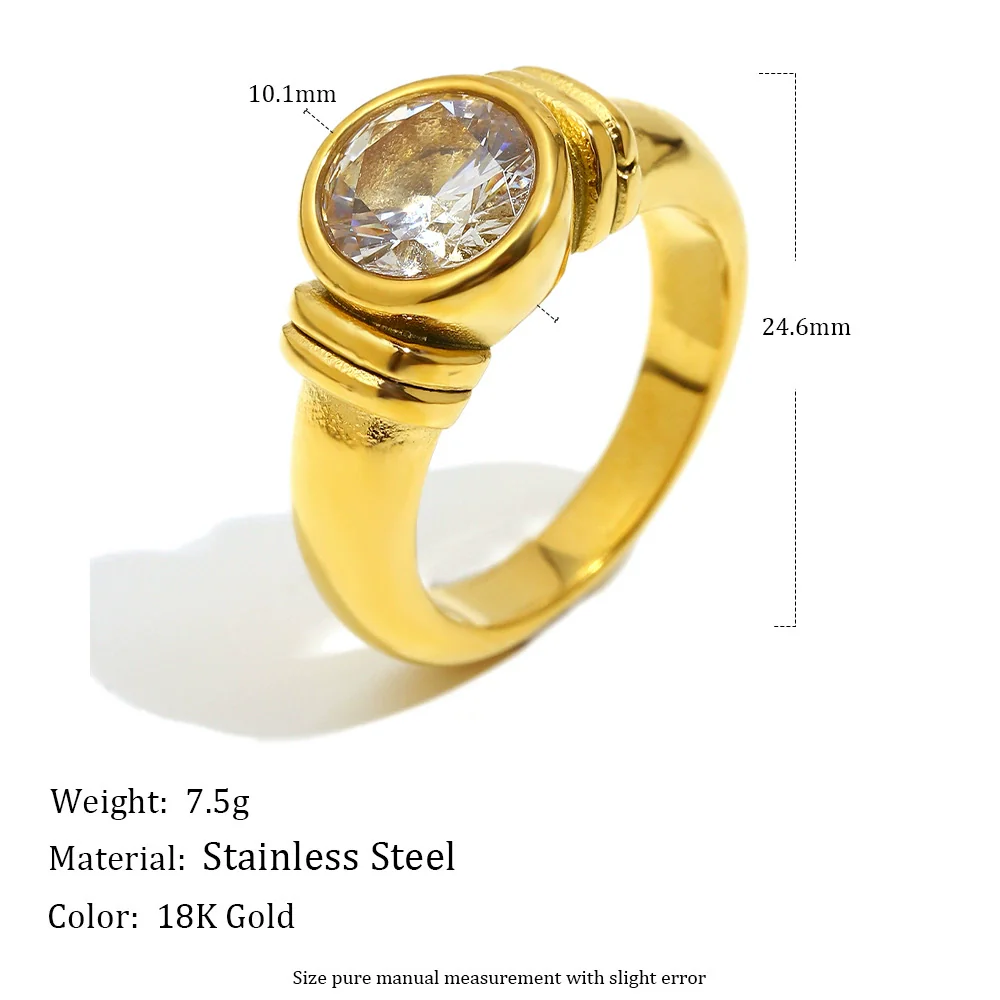 Wholesale Women's Light Luxury Geometric Stainless Steel 18K Gold Plated Ring Hand Jewelry - Image 2