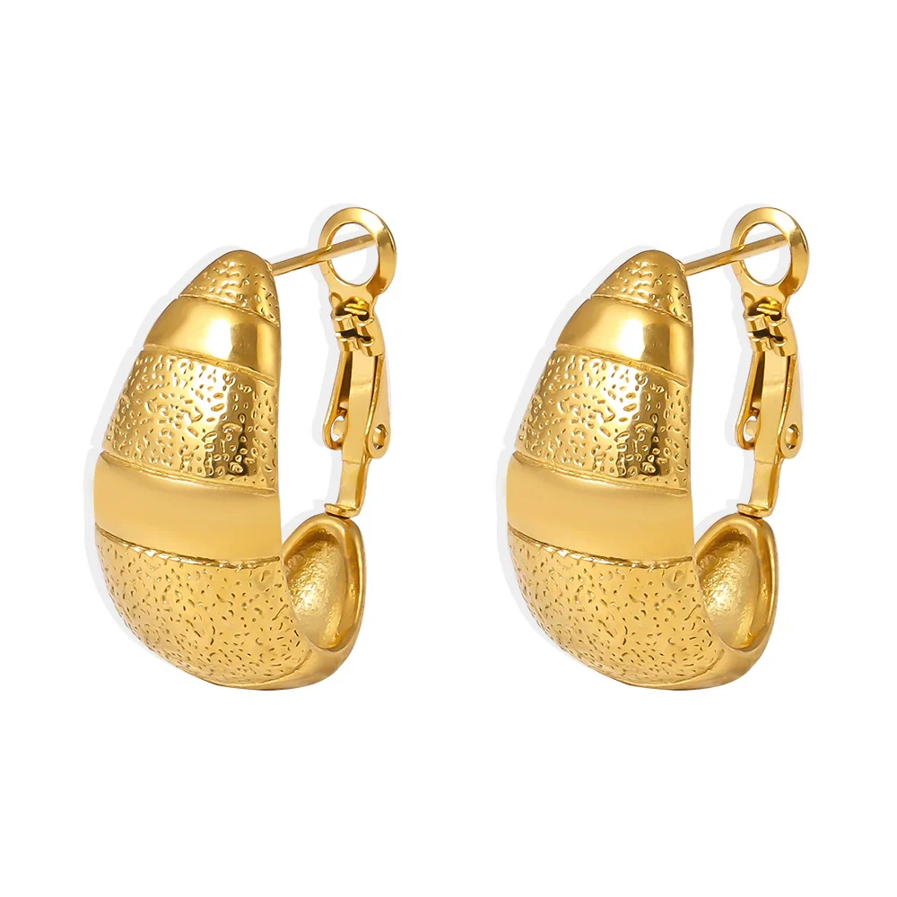 Wholesale Women's Light Luxury Geometric Stainless Steel Crescent Earrings 18K Gold Plated - Image 5